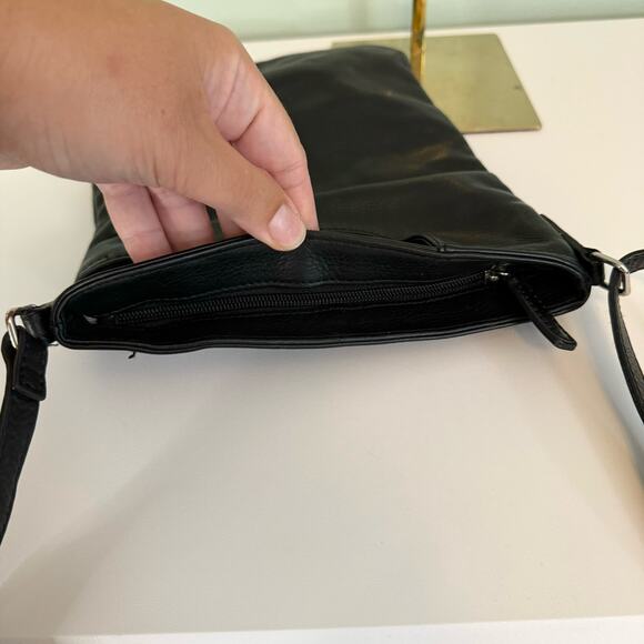 Margot Crossbody Shoulder Bag Womens Black Genuine Leather Messenger Slim Purse - Picture 7 of 11